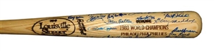 1980 Philadelphia Phillies Champions Team Signed Baseball Bat (32 Signatures)